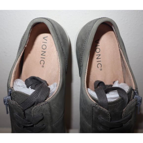 Vionic NBK/TVW5623 Women's Sz 10 Slate Gray Abigai Leather Lace Up Sneakers $130 - Picture 13 of 13